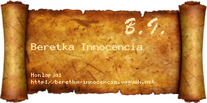 Beretka Innocencia névjegykártya